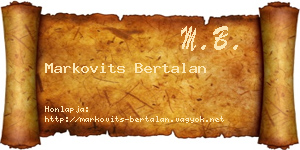 Markovits Bertalan névjegykártya
